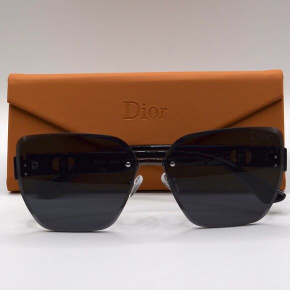 Dior Women Rimless Sunglasses | Black & Gunmetal | Oversized 62mm | New